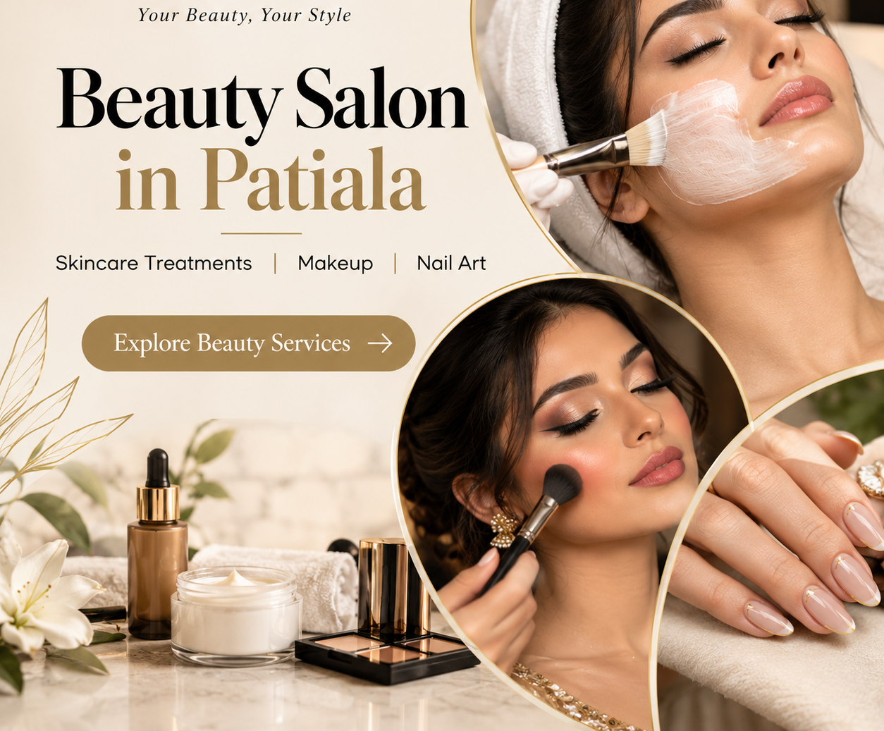 Beauty salon in Patiala offering skincare, makeup and nail art